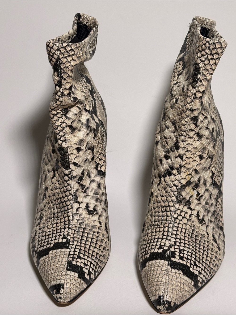 Vince Camuto Snake-Print Pointed Ankle Boots - Black & Cream - Picture 9 of 9
